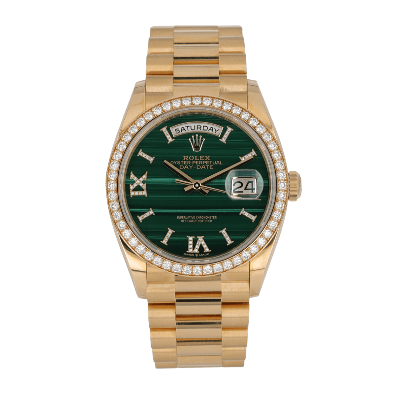 Photo of Day-Date Yellow Gold DIamond Green Malachite Dial 36mm