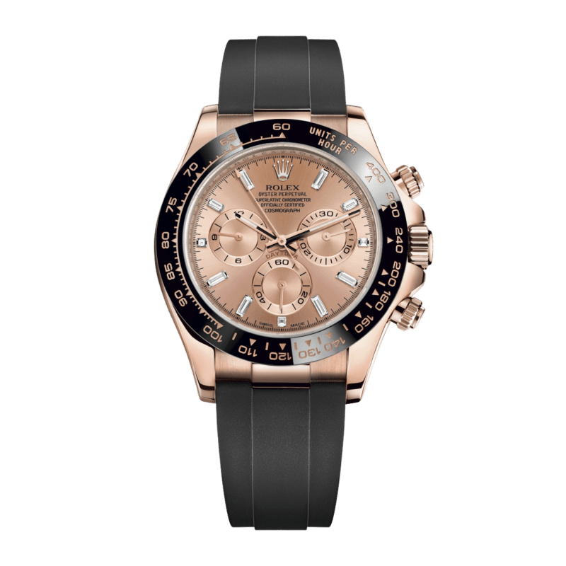 Photo of Daytona Rose Gold Baguette Oysterflex Pink Dial 40mm