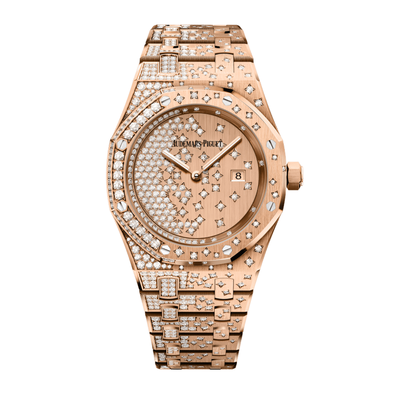 ☆【レネカオヴィラ】ビジュー＆ストーンPINKゴールドレザーミュール22.5㎝☆ Audemars Piguet Royal Oak Rose Gold Diamond Pink Dial 33mm 67654OR