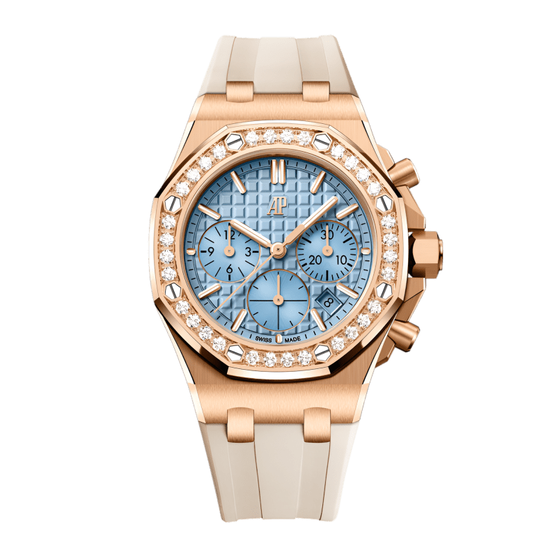 Photo of Royal Oak Offshore Lady Chronograph Rose Gold Diamond Blue Dial 37mm