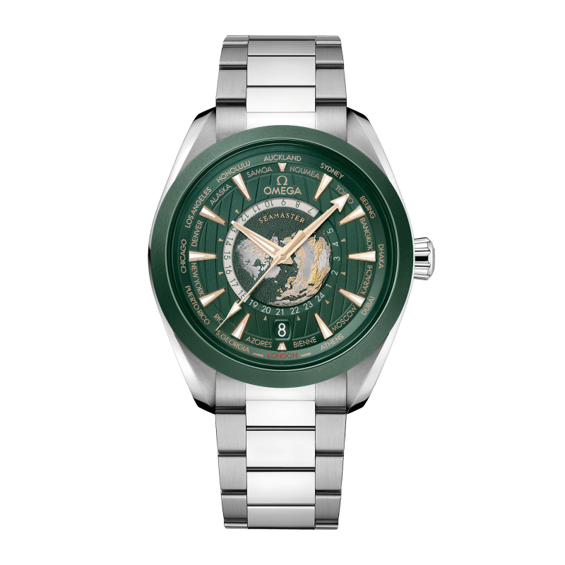 Photo of Aqua Terra Worldtimer Steel Green Dial 43mm