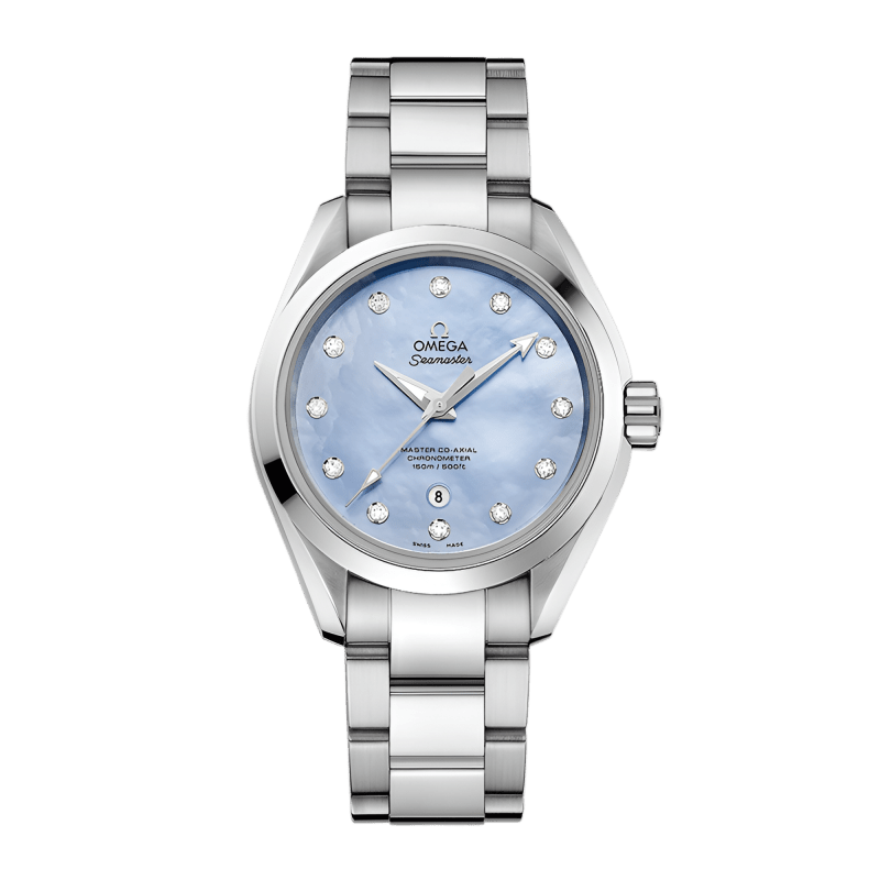 Photo of Aqua Terra Steel Blue Mother of Pearl Dial 34mm