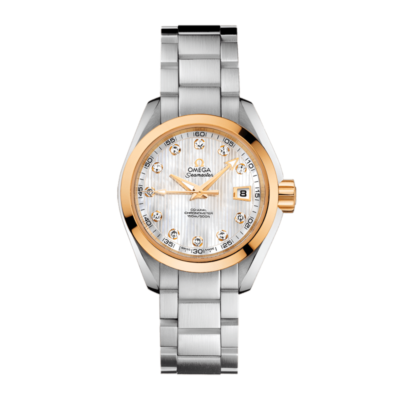Photo of Aqua Terra Yellow Gold & Steel Mother of Pearl Dial 30mm