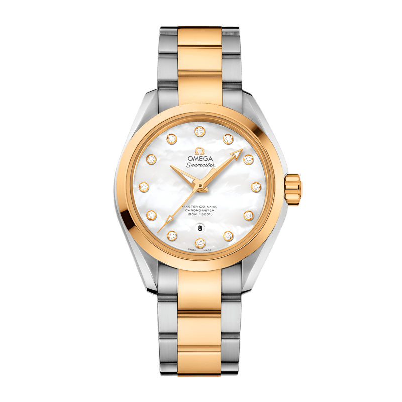 Photo of Aqua Terra Yellow Gold & Steel Mother of Pearl Dial 34mm