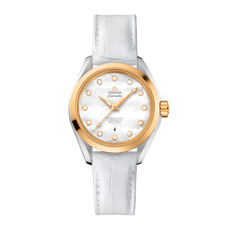 Photo of Aqua Terra Yellow Gold & Steel White Dial 34mm