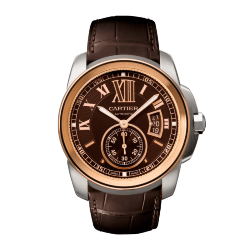 Photo of Calibre de Cartier Rose Gold & Steel Brown Dial 42mm