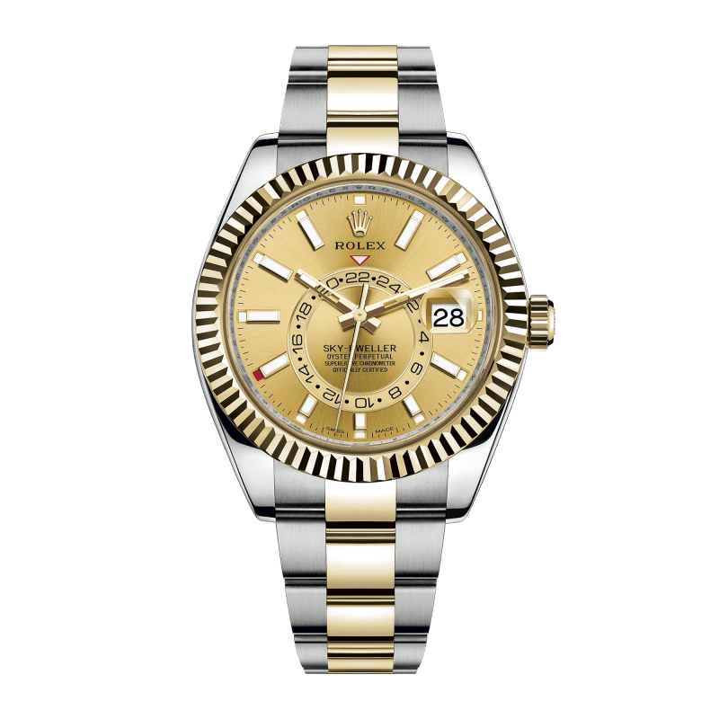 Photo of Sky-Dweller Yellow Gold & Steel Champagne Dial 42mm
