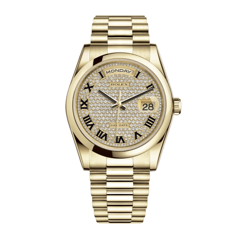 Photo of Day-Date 36 Yellow Gold Pave Dial 36mm