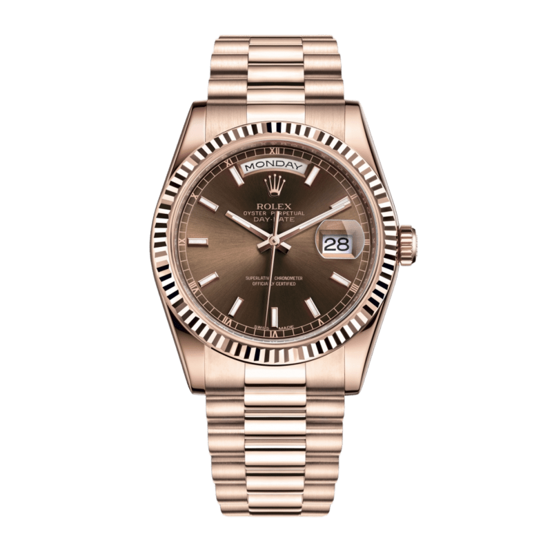 Photo of Day-Date 36 Rose Gold Brown Dial 36mm