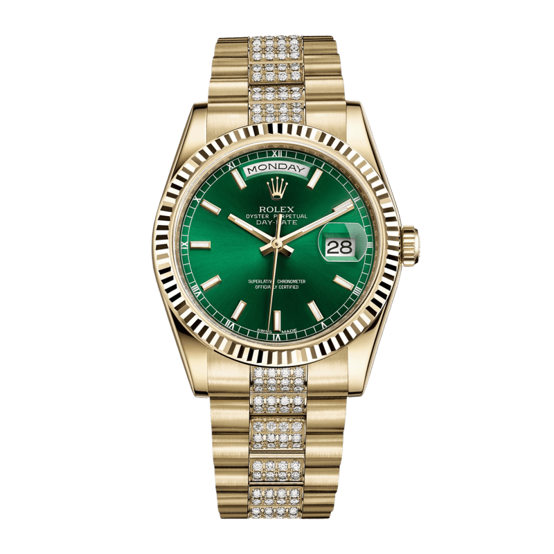 Photo of Day-Date 36 Yellow Gold Green Dial 36mm
