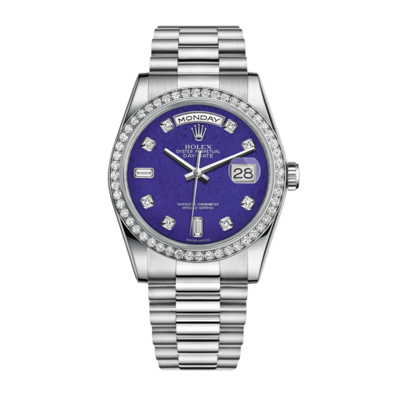 Photo of Day-Date 36 Platinum Diamond Blue Lapis Dial 36mm