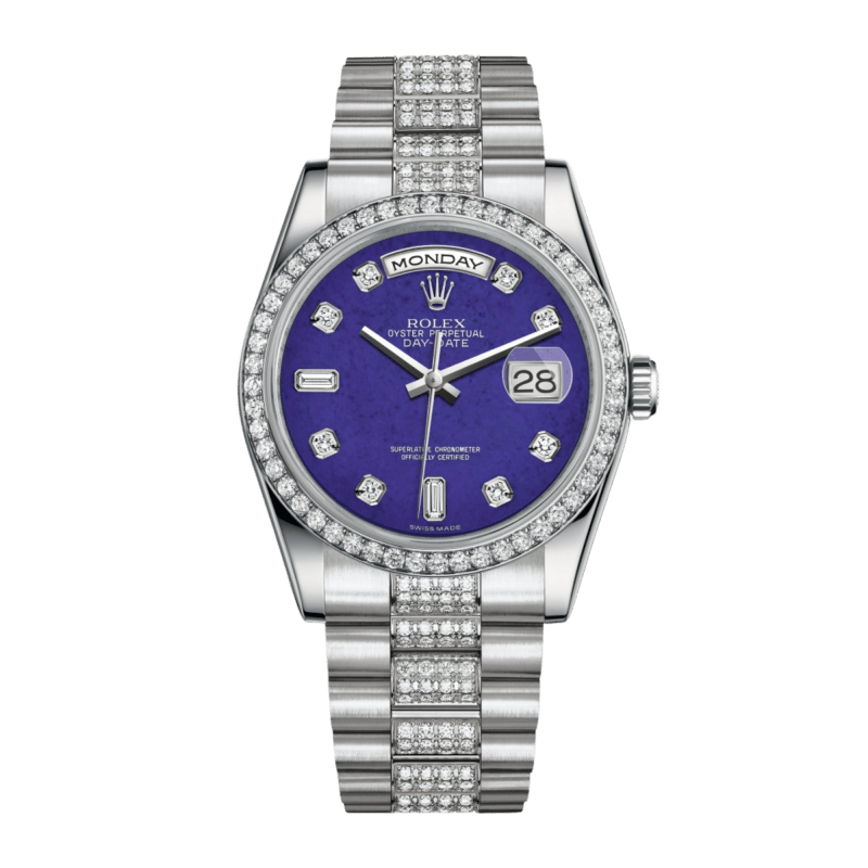 Photo of Day-Date 36 Platinum Diamond Blue Lapis Dial 36mm