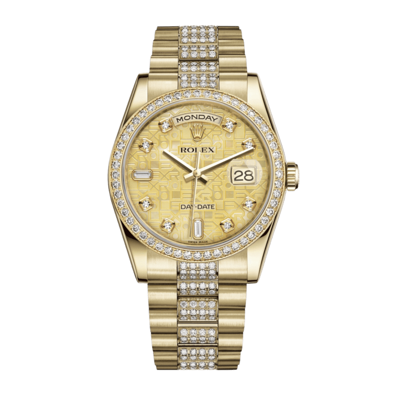 Rolex Day-Date 36 Platinum Diamond Ice Blue Computer Dial 36mm