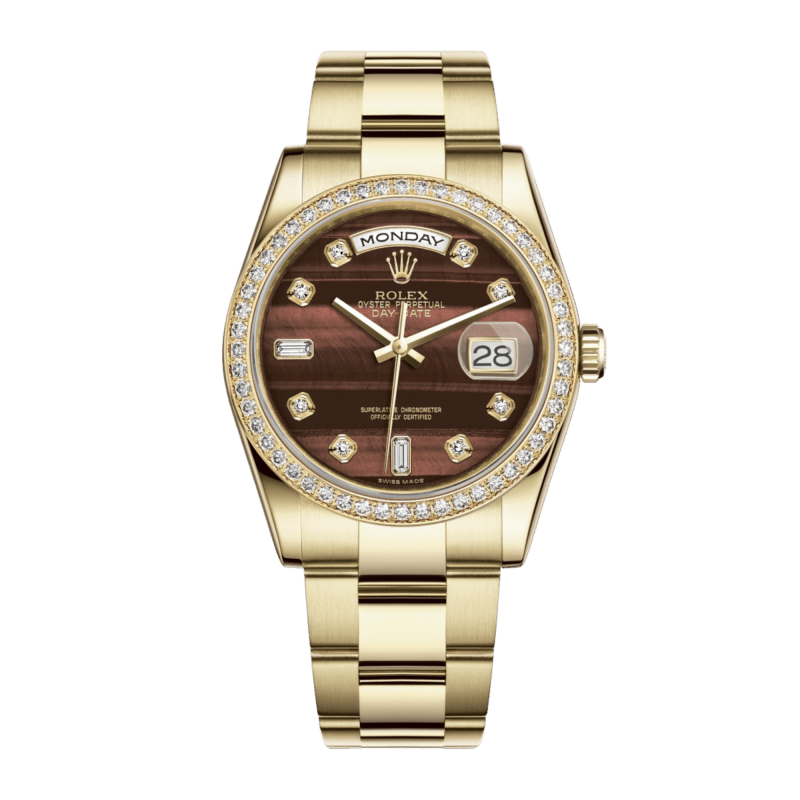 Photo of Day-Date 36 Yellow Gold Diamond Brown Dial 36mm