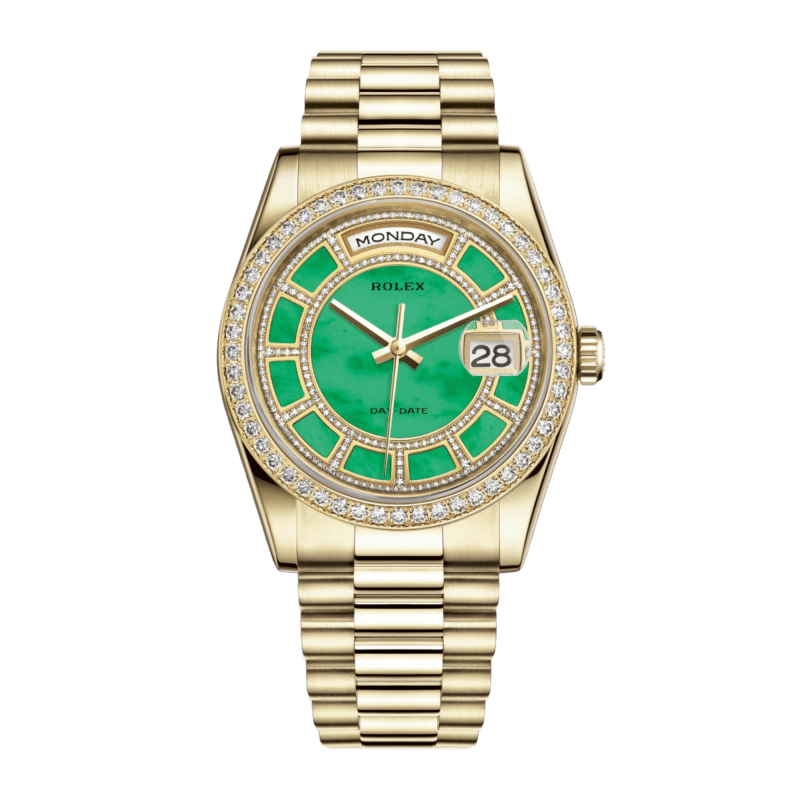 Rolex Day-Date 36 Yellow Gold Diamond Green Jade Carousel Dial