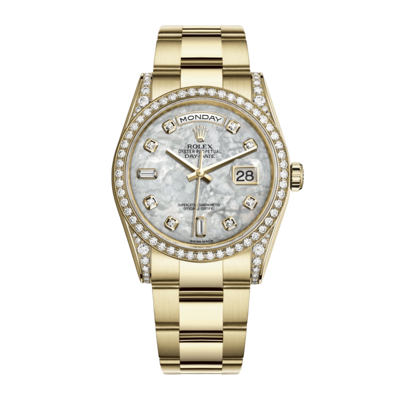 Photo of Day-Date 36 Yellow Gold Diamond White Dial 36mm