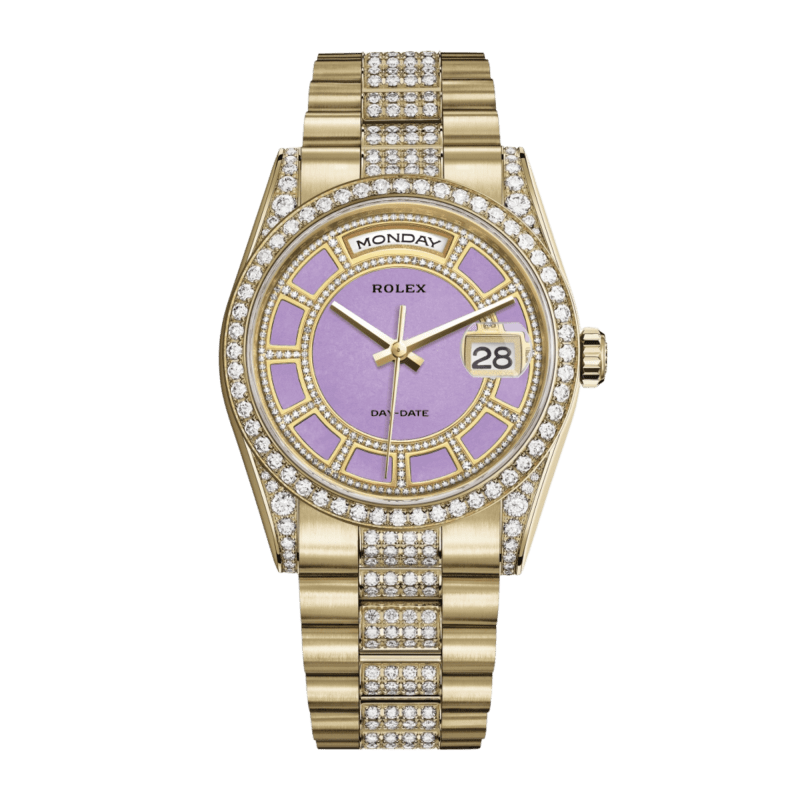 Photo of Day-Date 36 Yellow Gold Diamond Pink Dial 36mm
