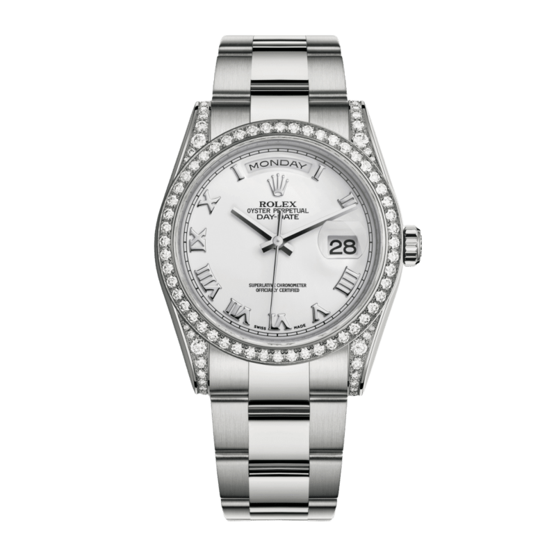 Photo of Day-Date 36 White Gold Diamond White Dial 36mm