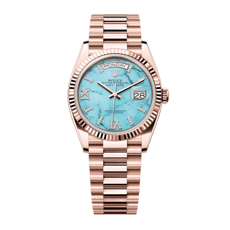Photo of Day-Date 36 Rose Gold Blue Dial 36mm