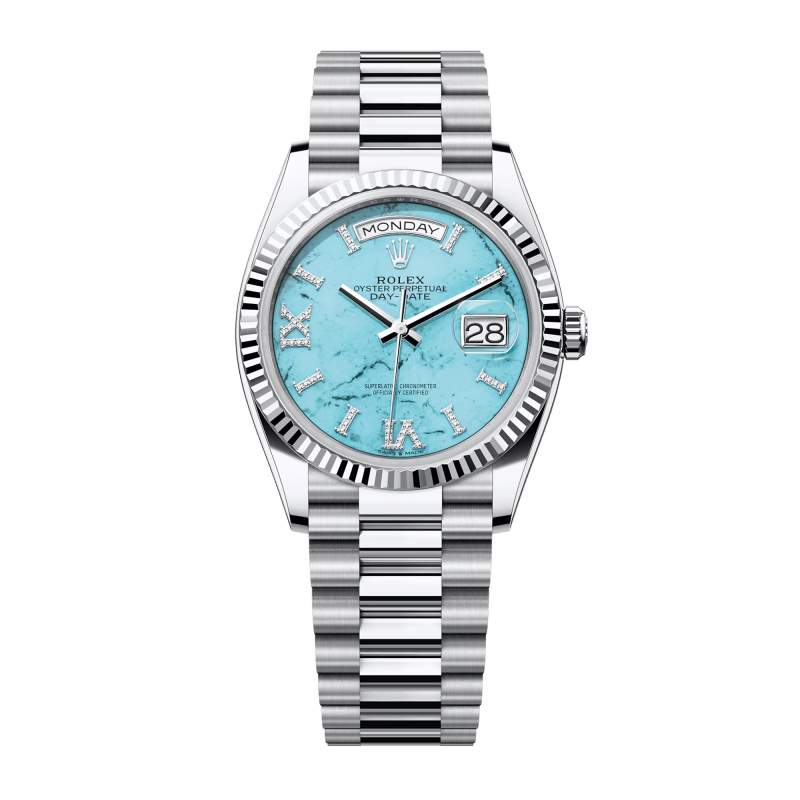Photo of Day-Date 36 Platinum Blue Dial 36mm