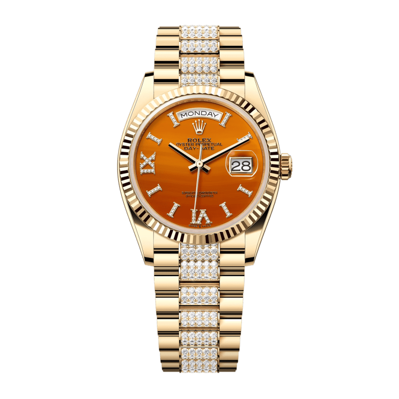 Photo of Day-Date 36 Yellow Gold Orange Dial 36mm