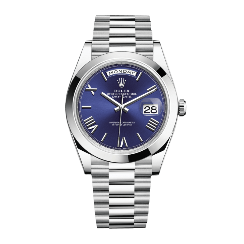 Photo of Day-Date 40 Platinum Blue Dial 40mm