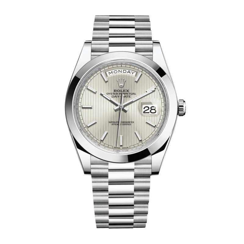 Photo of Day-Date 40 Platinum Silver Dial 40mm