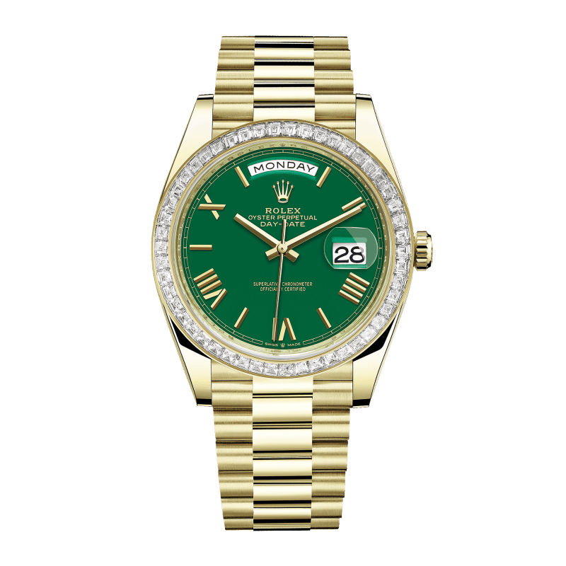 Photo of Day-Date Yellow Gold Diamond Green Dial 40mm