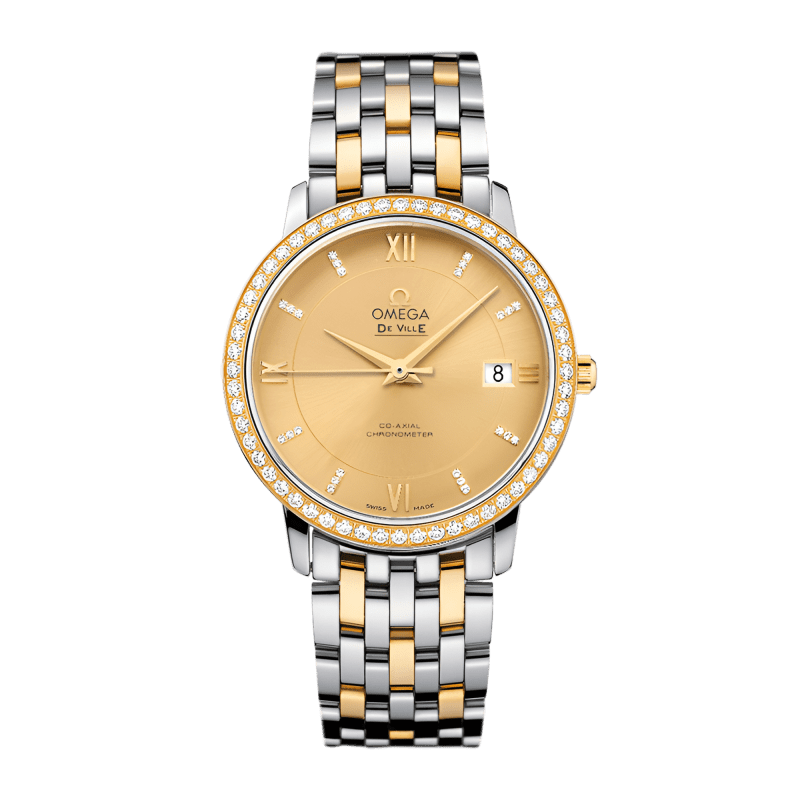 Photo of De Ville Prestige Yellow Gold & Steel Diamond Champagne Dial 36mm