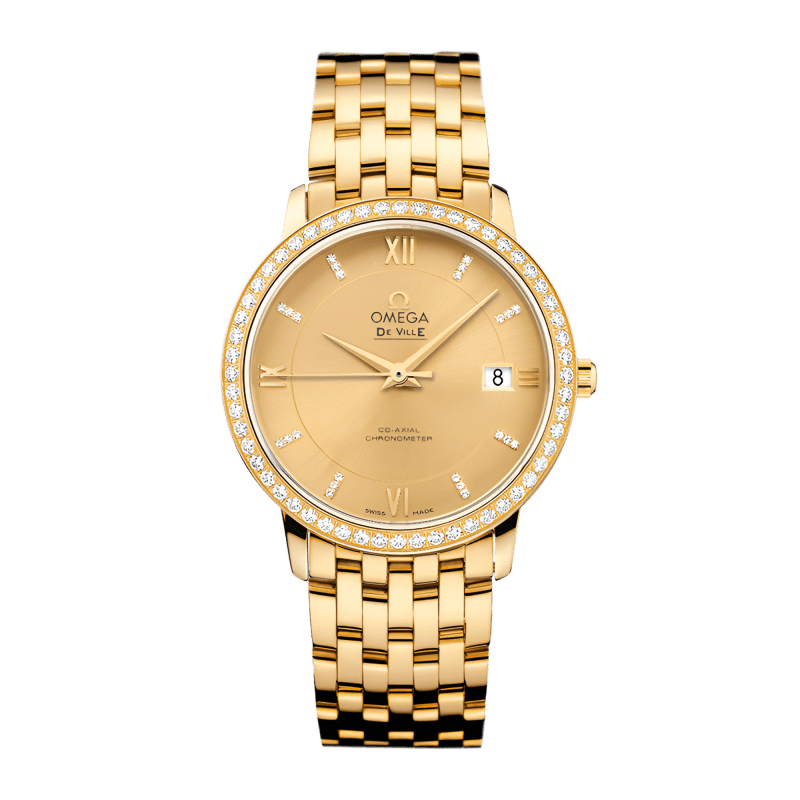 Photo of De Ville Prestige Yellow Gold Diamond Champagne Dial 36mm