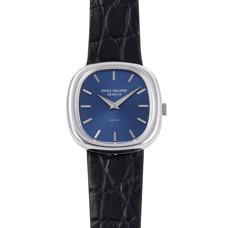 Photo of Golden Ellipse Ellipse White Gold Blue Signed Dial "Beyer" 23mm