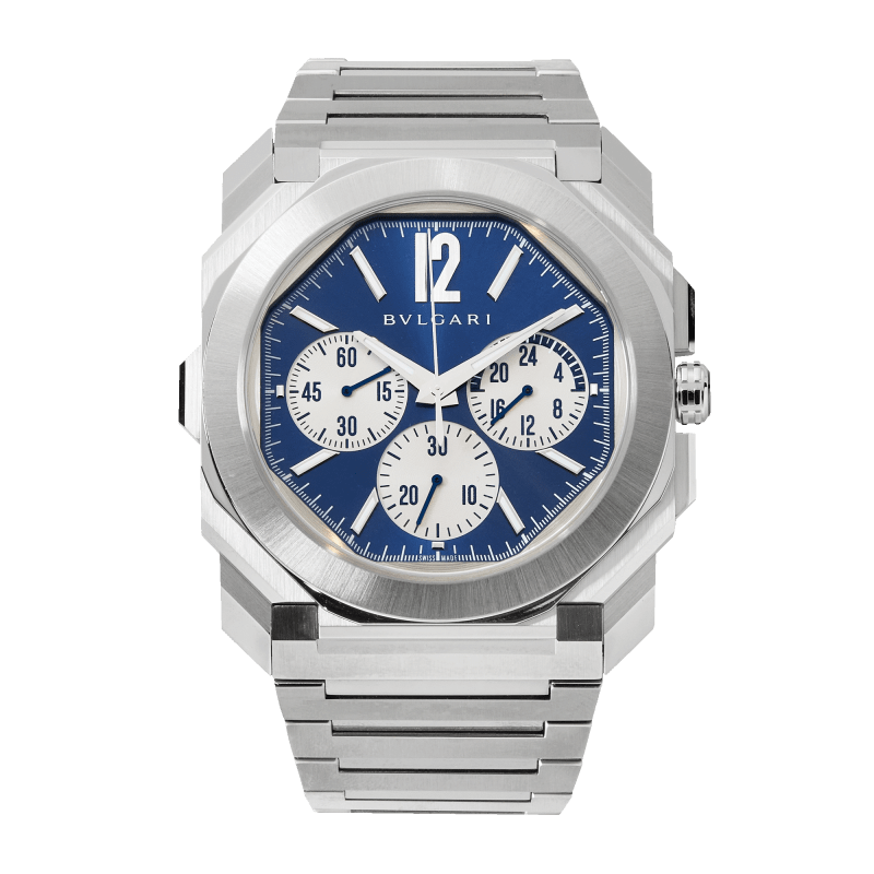 Photo of Octo Finissimo Chronograph GMT Steel Blue Dial 43mm