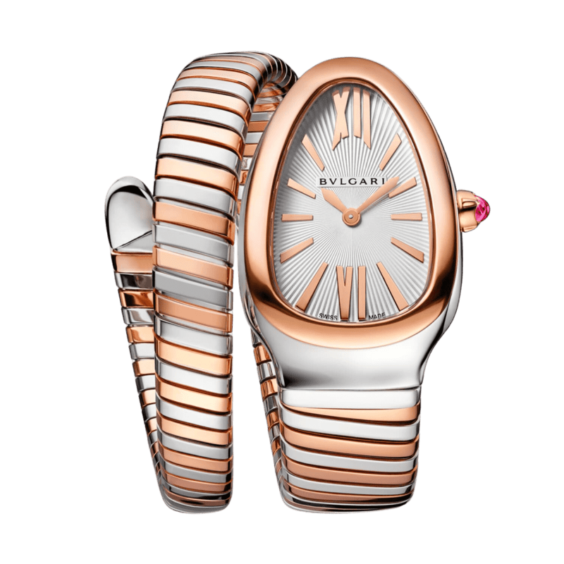 Photo of Serpenti Tubogas Rose Gold & Steel White Dial 35mm