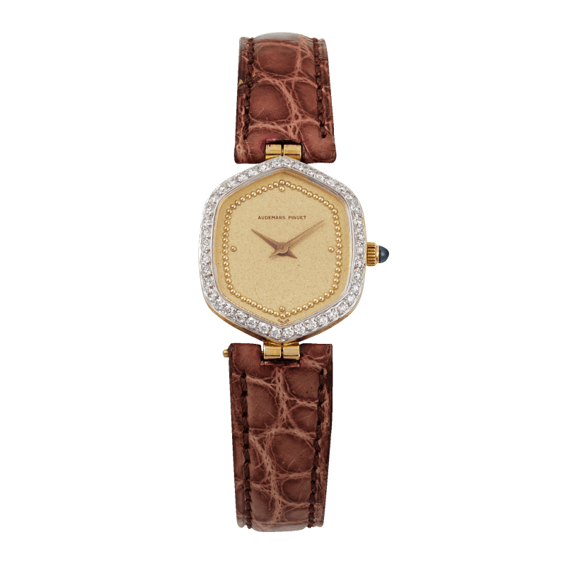 Photo of Hexagon Yellow Gold Diamond Gold Dial 23mm