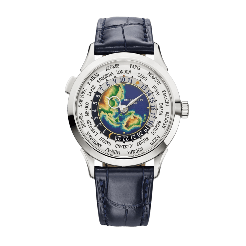 Photo of World Time Oceania & South-East Asia Map White Gold Enamel Dial 38mm