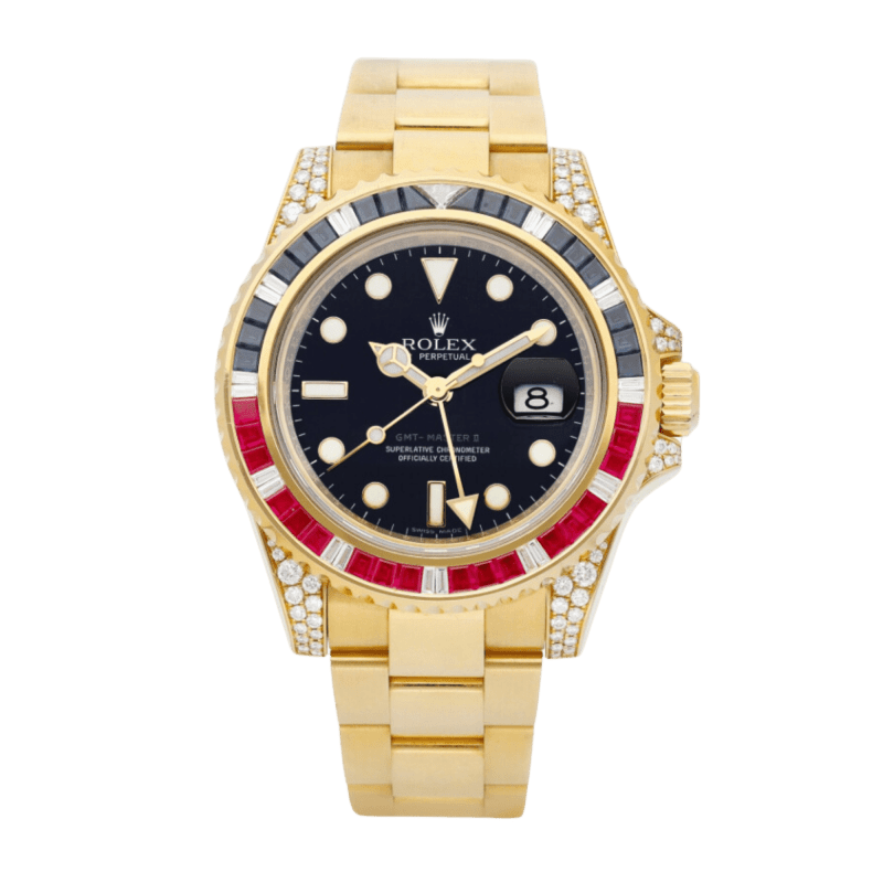 Photo of GMT-Master II Yellow Gold Gem Set Black Dial 40mm