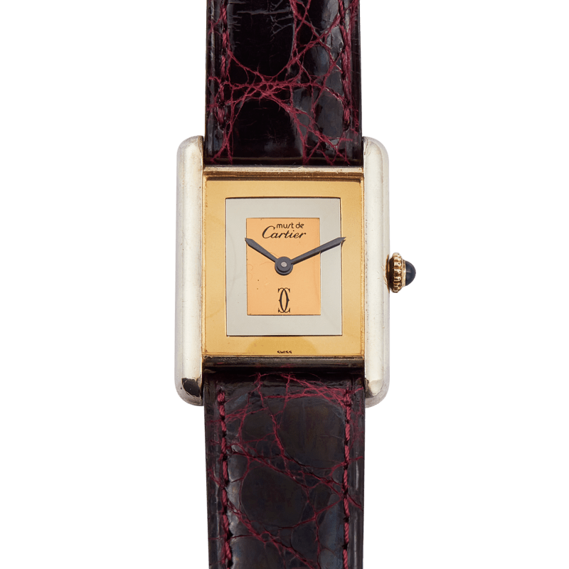 Photo of Vintage Tank Must de Cartier Silver with Gold Plated Multi-Color Dial 24mm