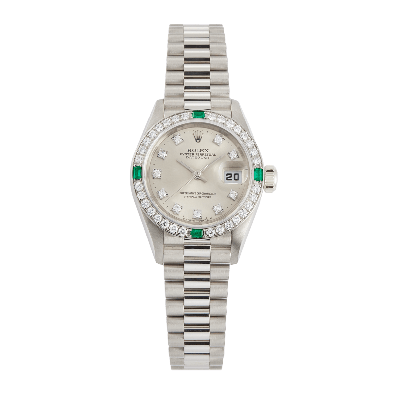 Photo of Vintage Lady Datejust White Gold Diamond & Emerald Silver Dial 26mm