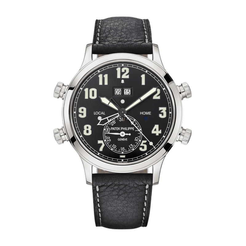 Photo of Calatrava Pilot Travel Time Alarm Platinum Black Dial 42mm
