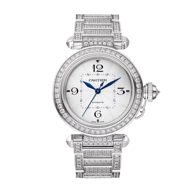 Photo of Pasha de Cartier White Gold Diamond Silver Dial 35mm