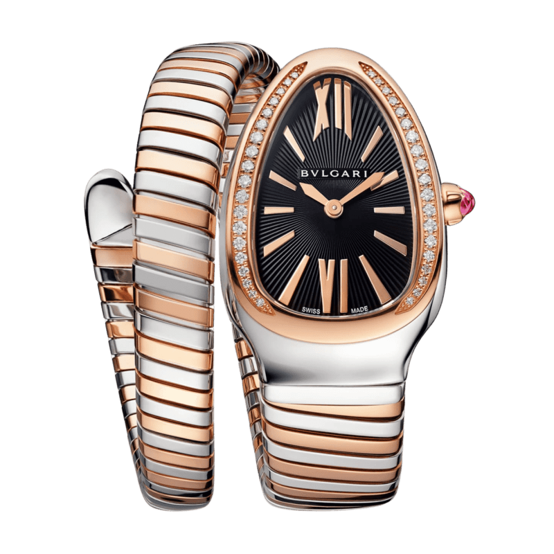 Photo of Serpenti Tubogas Rose Gold & Steel Diamond Black Dial 35mm