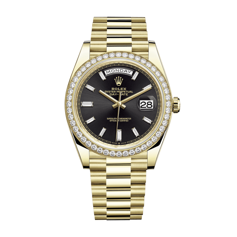 Photo of Day-Date Yellow Gold Diamond Black Dial 40mm
