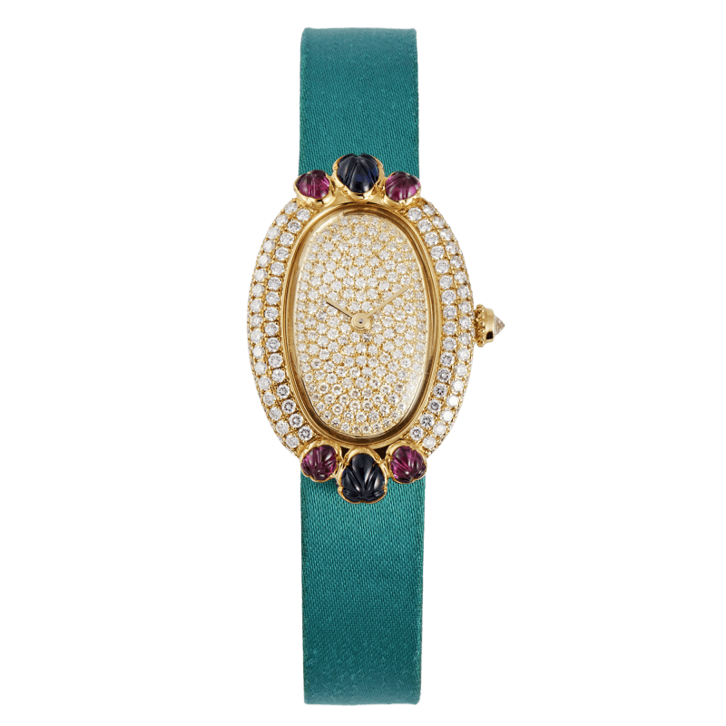 Photo of Vintage Baignoire de Cartier Yellow Gold Diamond Pave Dial 26mm