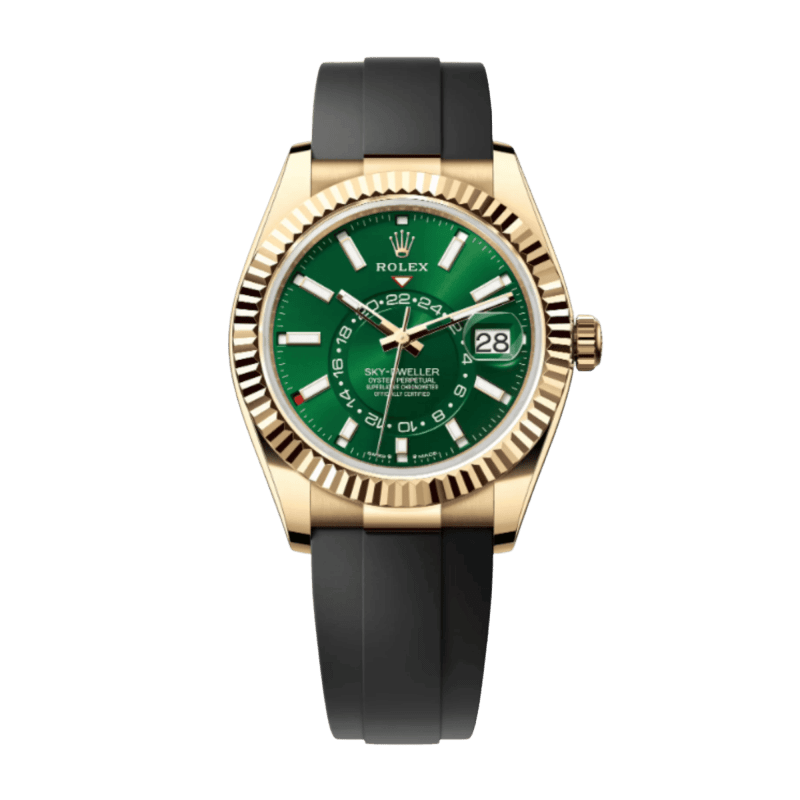 Photo of Sky-Dweller Yellow Gold Oysterflex Green Dial 42mm