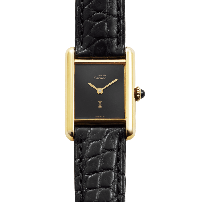 Cartier Tank Vermeil Gold Plated Black Dial 20mm 557051 - Make an