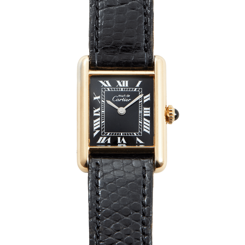 Photo of Vintage Tank Vermeil Gold Plated Black Dial 21mm