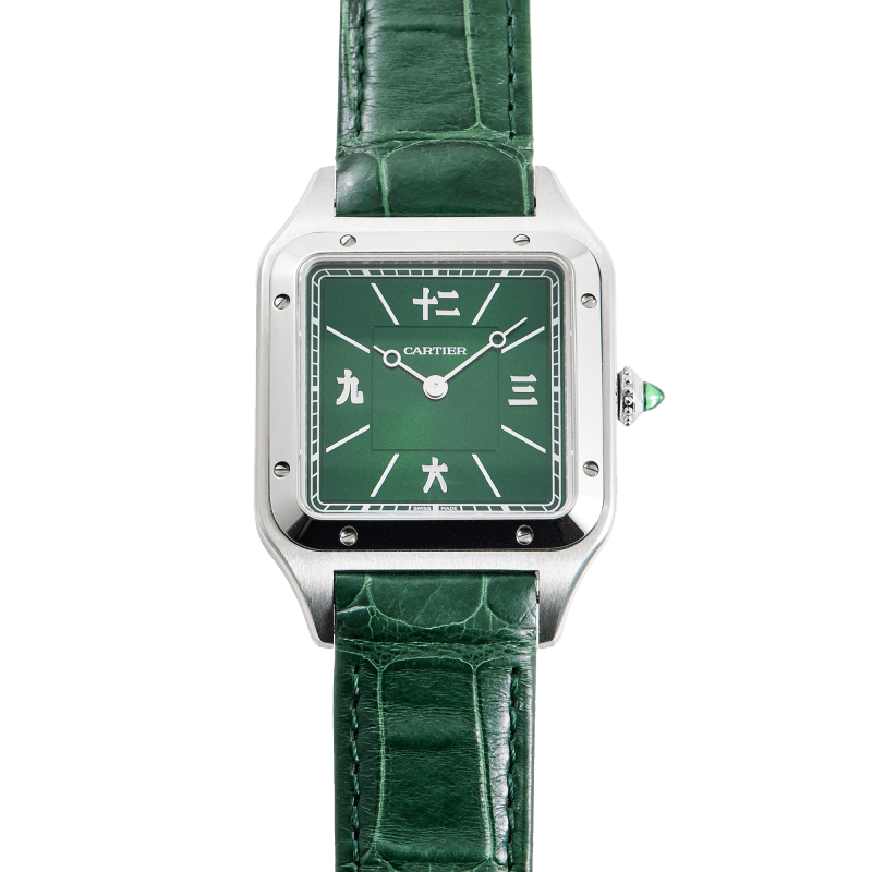 Photo of Santos-Dumont "Les Flaneurs" Steel Green Dial 43mm