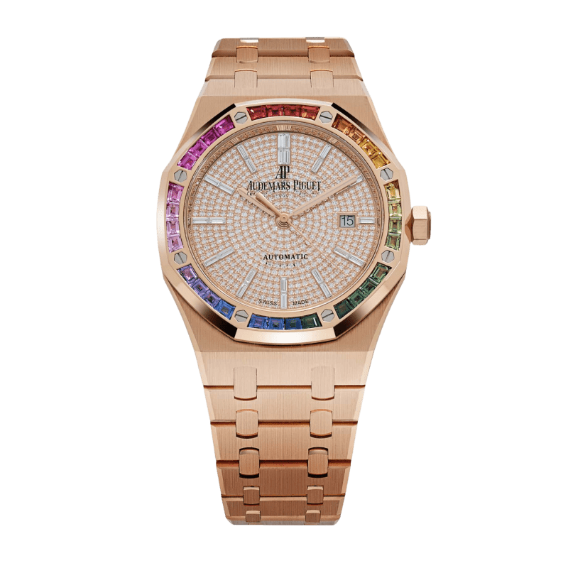 Photo of Royal Oak Rose Gold Rainbow Pave Dial 41mm