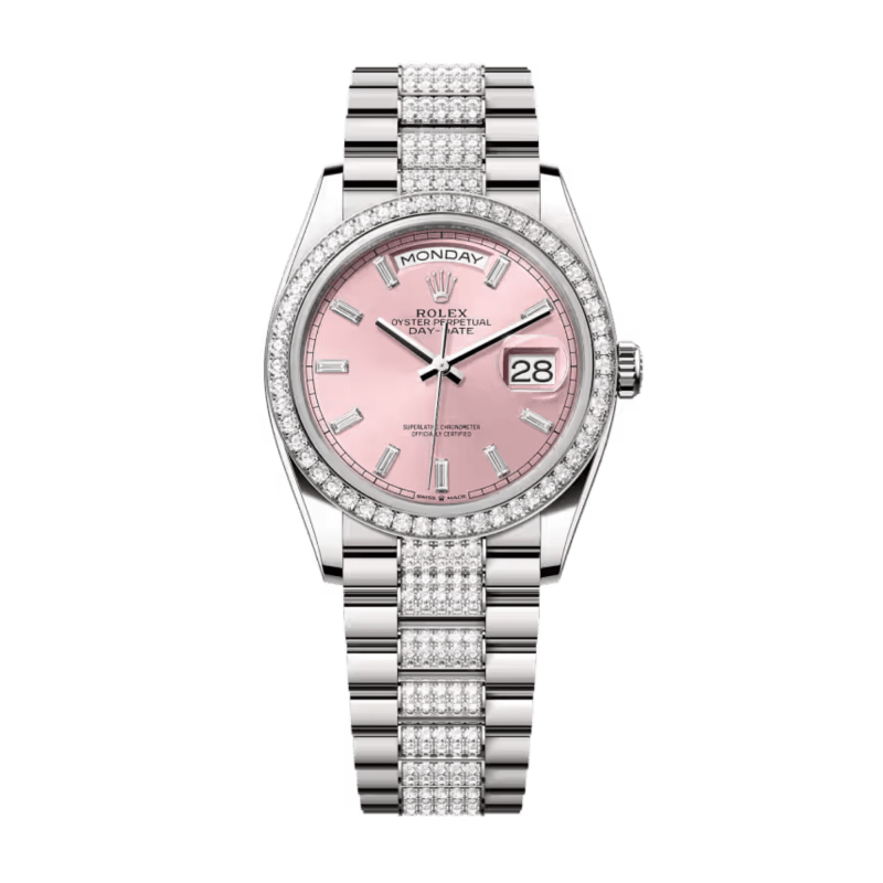 Photo of Day-Date White Gold Diamond Pink Dial 36mm
