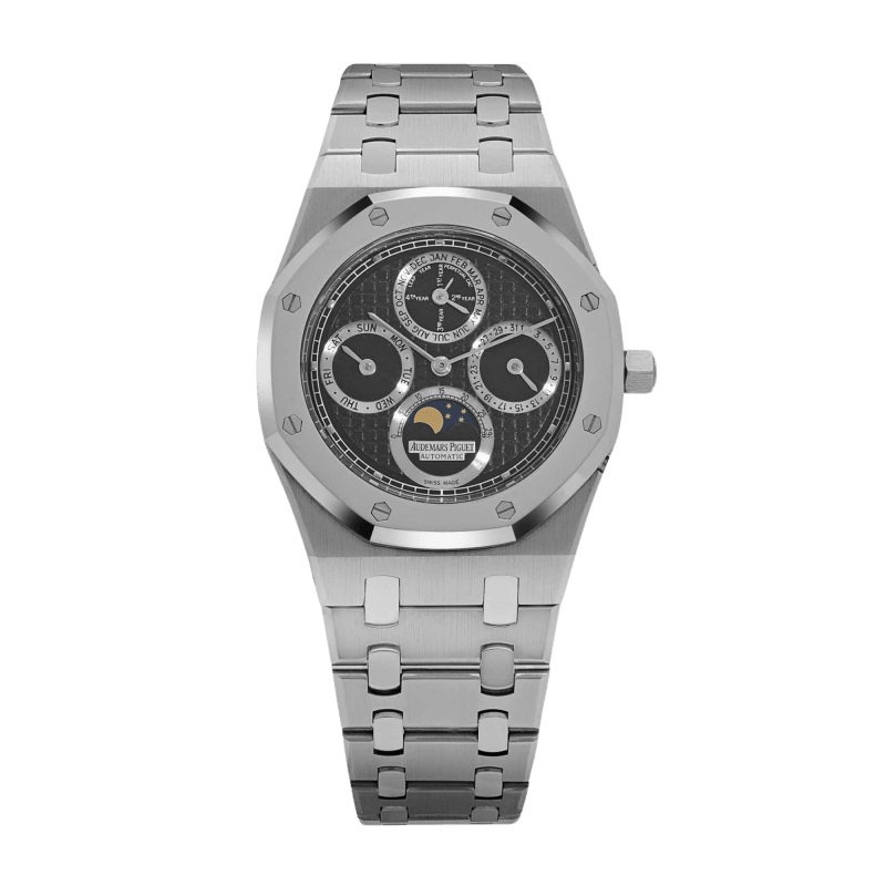 Photo of Vintage Royal Oak Perpetual Calendar Steel & Platinum Black Dial 39mm